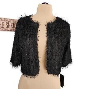 New Park & Main Shrug Womens Medium Eyelash Black Open Cardigan Gothcore Witchy